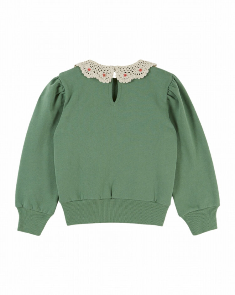 Emile et ida Sweat Col Crochet - Olive