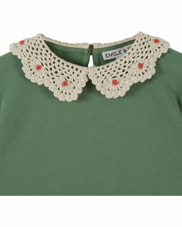 Emile et ida Sweat Col Crochet - Olive