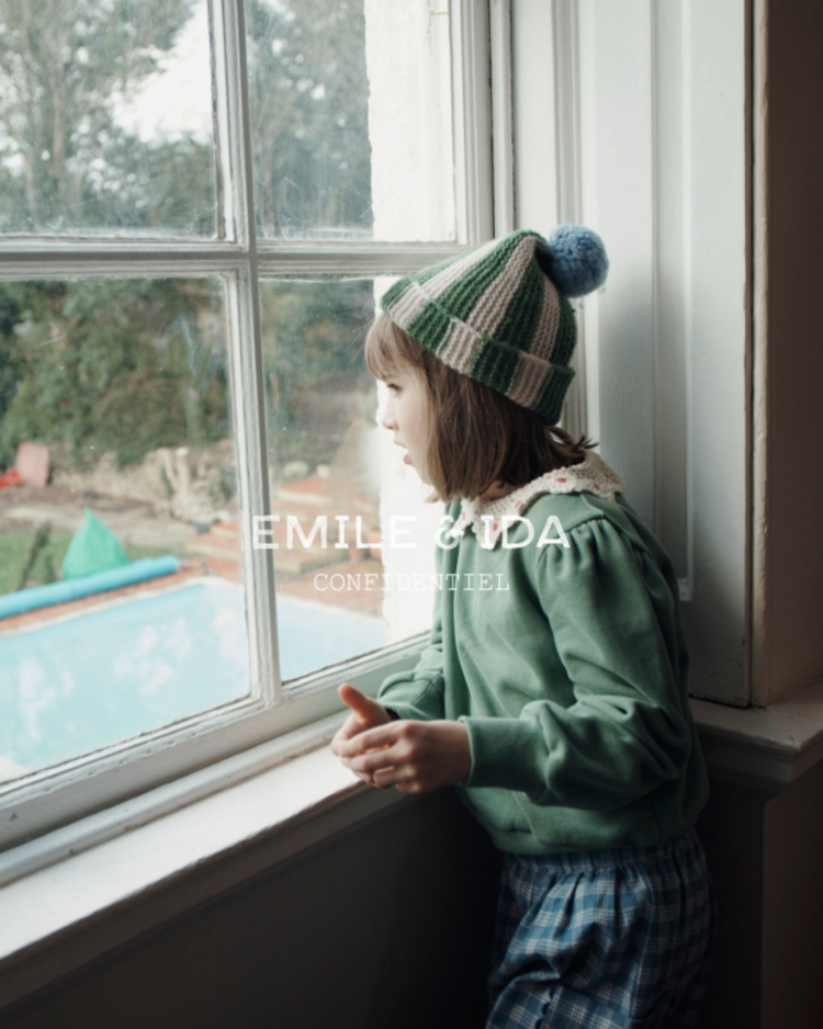 Emile et ida Sweat Col Crochet - Olive