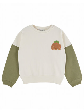 Emile et ida Sweatshirt Bicolore - Ecru Pistache