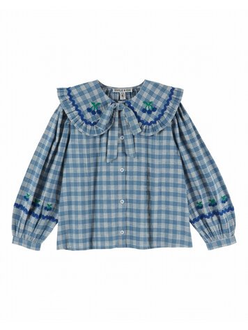 Emile et ida Blouse Grand Col - Carreaux Celestine