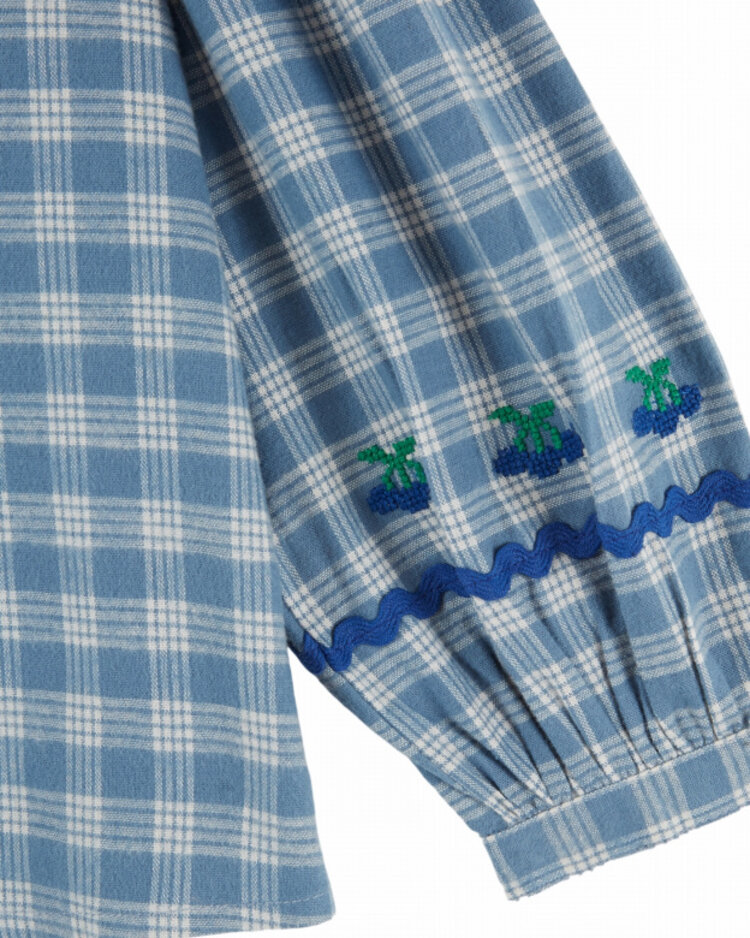 Emile et ida Blouse Grand Col - Carreaux Celestine