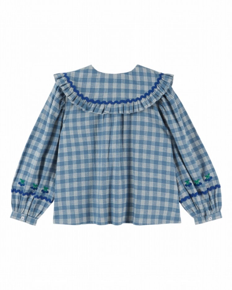 Emile et ida Blouse Grand Col - Carreaux Celestine