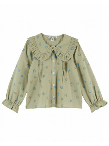 Emile et ida Blouse Grand Col Block Print - Groseille