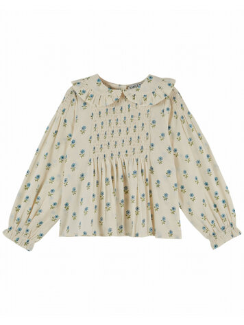 Emile et ida Blouse Smockee Block Print - Scarlet