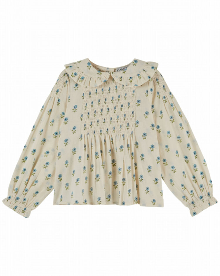 Emile et ida Blouse Smockee Block Print - Scarlet