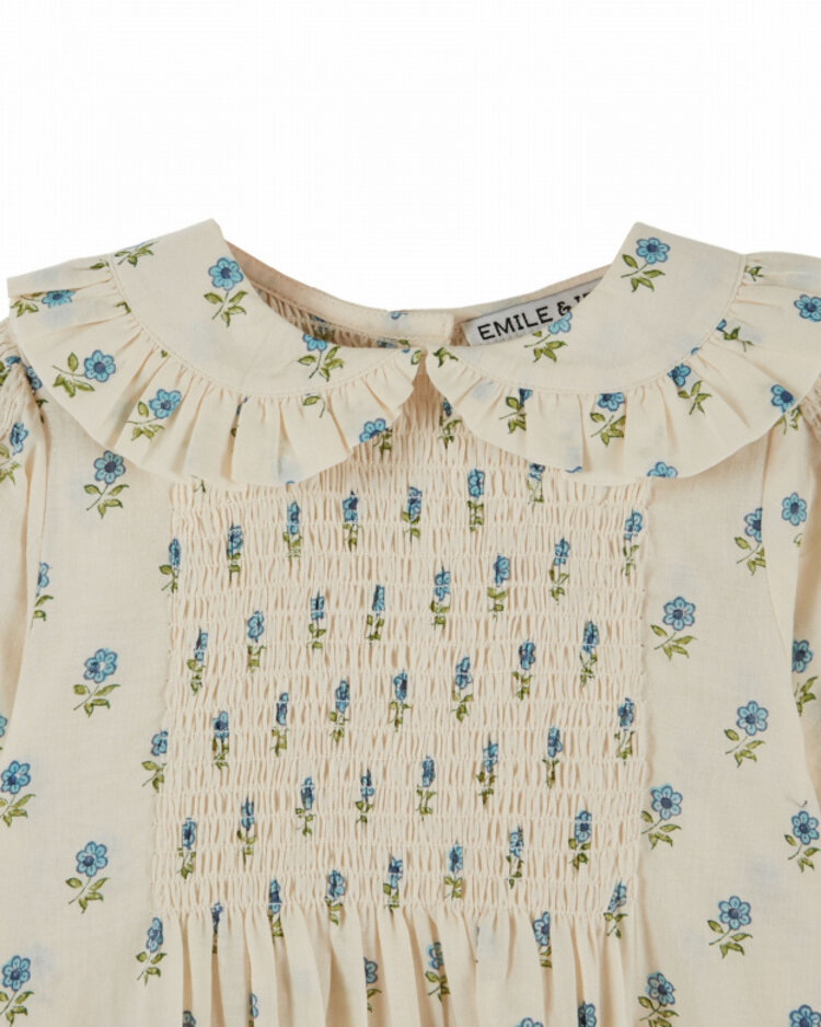Emile et ida Blouse Smockee Block Print - Scarlet
