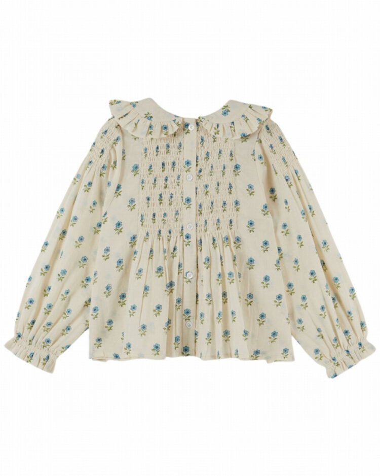 Emile et ida Blouse Smockee Block Print - Scarlet