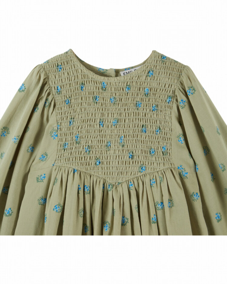 Emile et ida Robe Smockee Block Print - Groseille