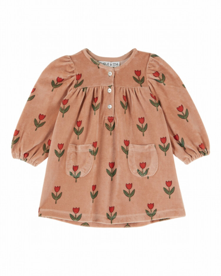 Emile et ida Robe Velours Imprimee Bebe - Soliflore