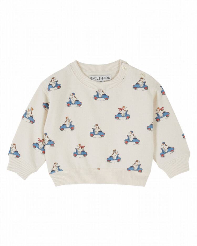 Emile et ida Sweat Imprime AO - Grand Dog Ecru