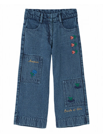 Emile et ida Pantalon Brode - Denim