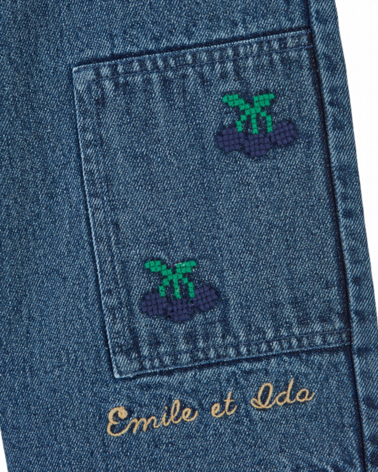 Emile et ida Pantalon Brode - Denim