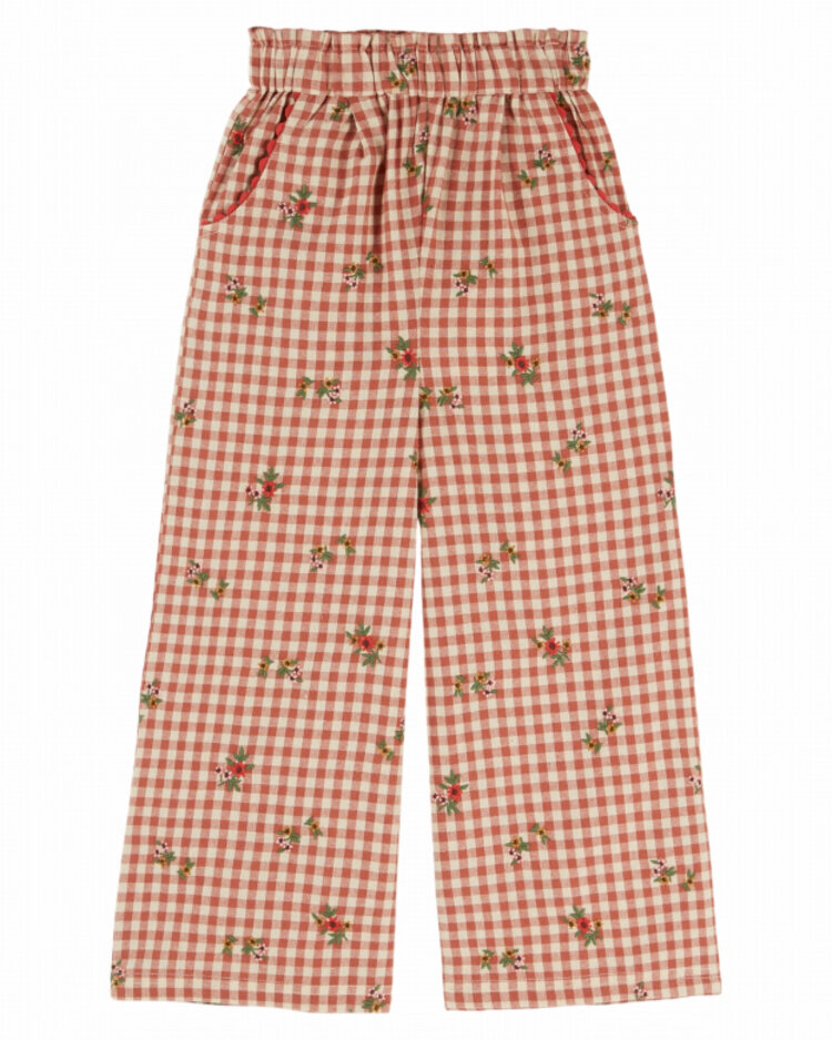 Emile et ida Pantalon Ceinture Elastique - Vichy Broderie