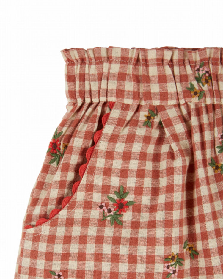 Emile et ida Pantalon Ceinture Elastique - Vichy Broderie