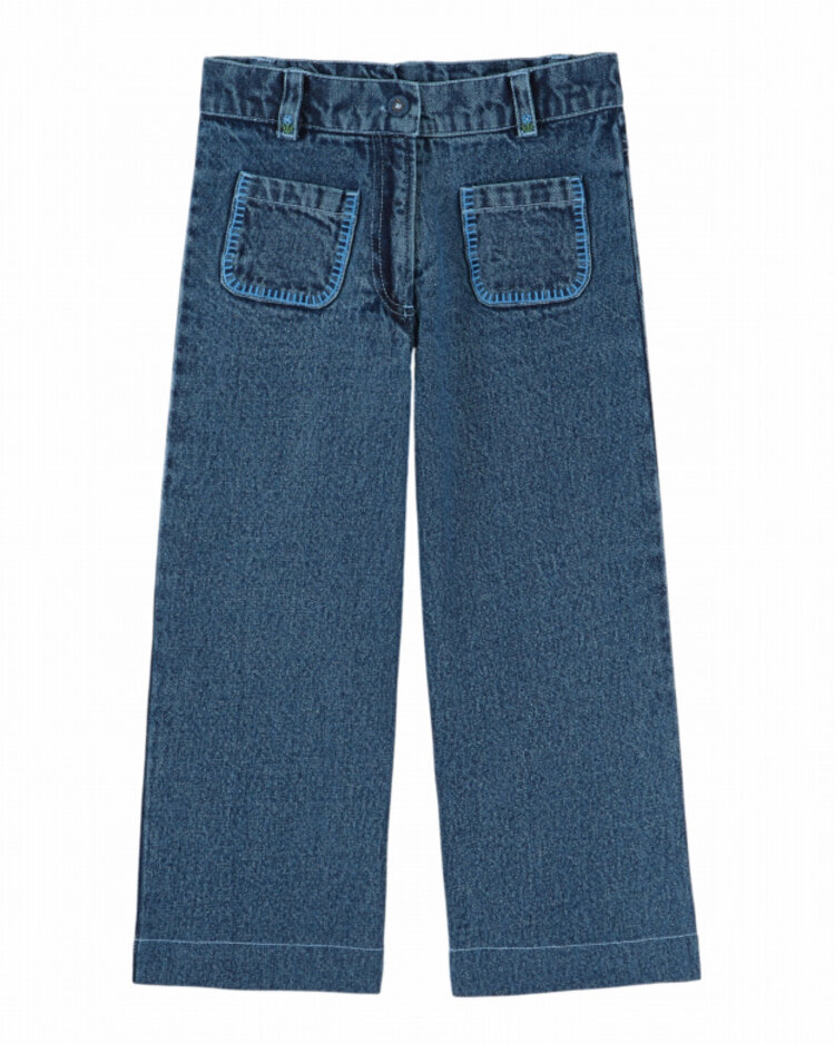 Emile et ida Pantalon Poches Brodees - Denim