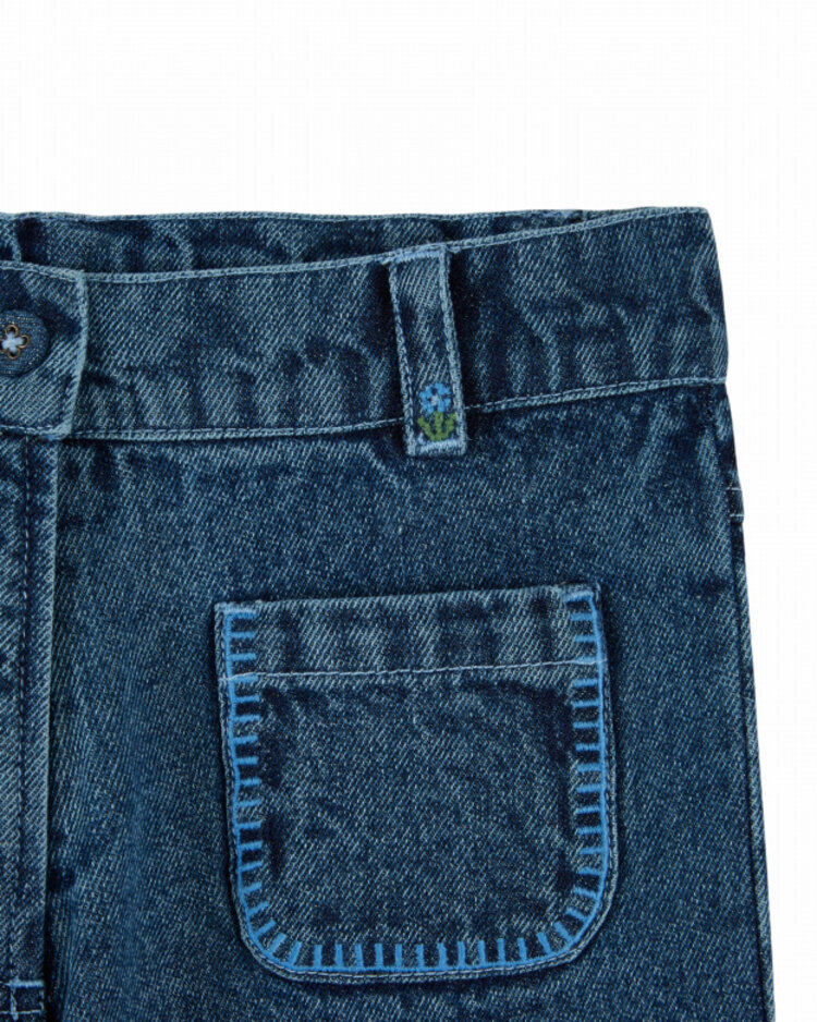Emile et ida Pantalon Poches Brodees - Denim