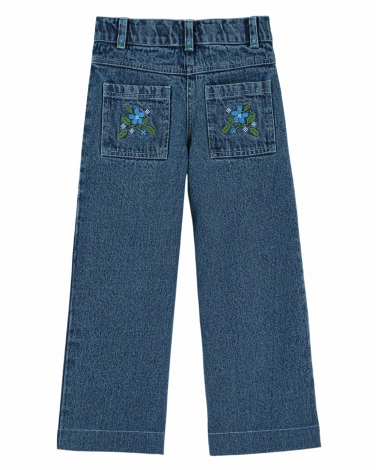 Emile et ida Pantalon Poches Brodees - Denim