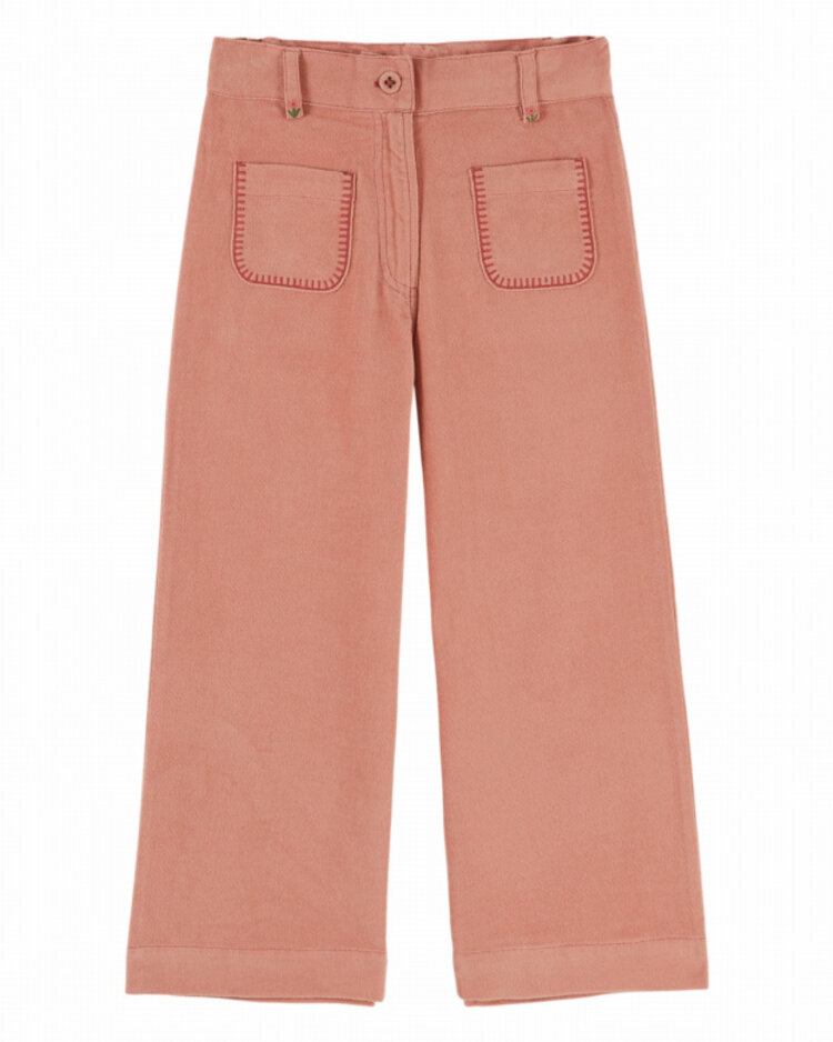 Emile et ida Pantalon Poche Brodee Velours - Sakura
