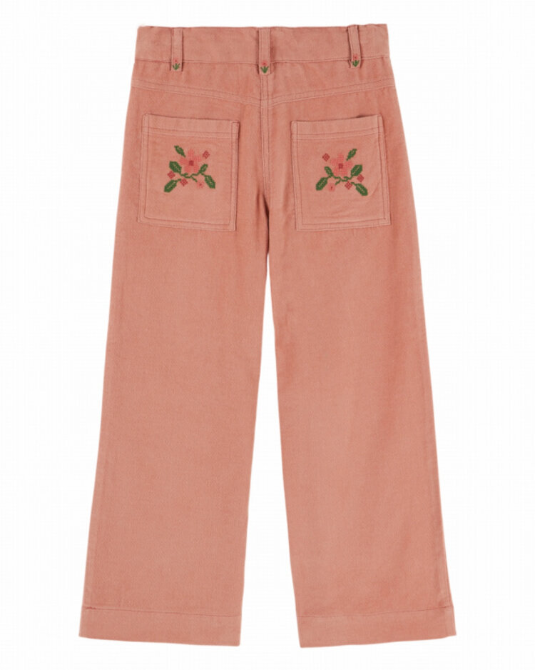 Emile et ida Pantalon Poche Brodee Velours - Sakura
