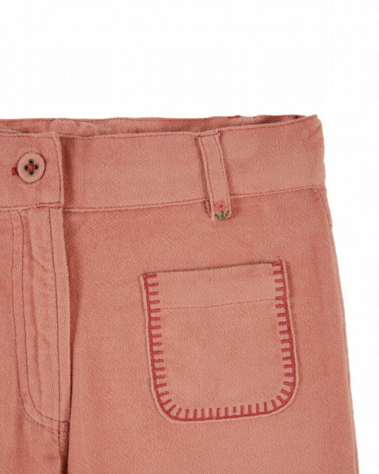 Emile et ida Pantalon Poche Brodee Velours - Sakura