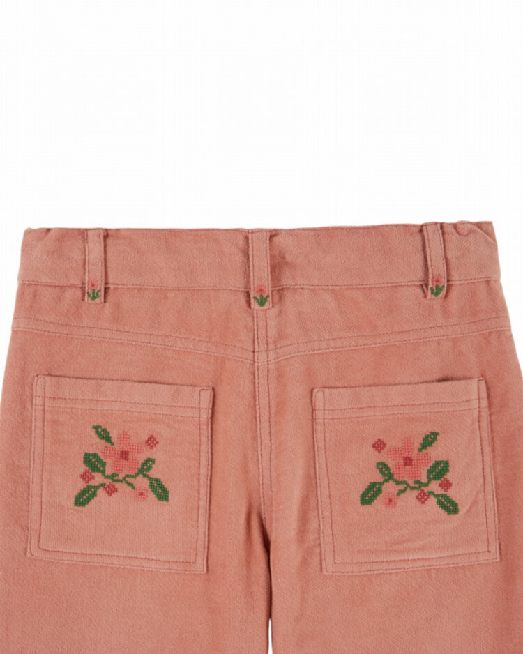 Emile et ida Pantalon Poche Brodee Velours - Sakura