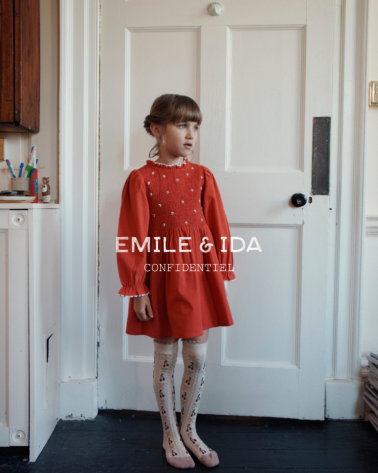Emile et ida Robe Smockee Brodee - Griotte