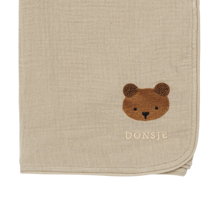 Donsje Amsterdam Ploekie Muslin Dekentje Bear - Taupe
