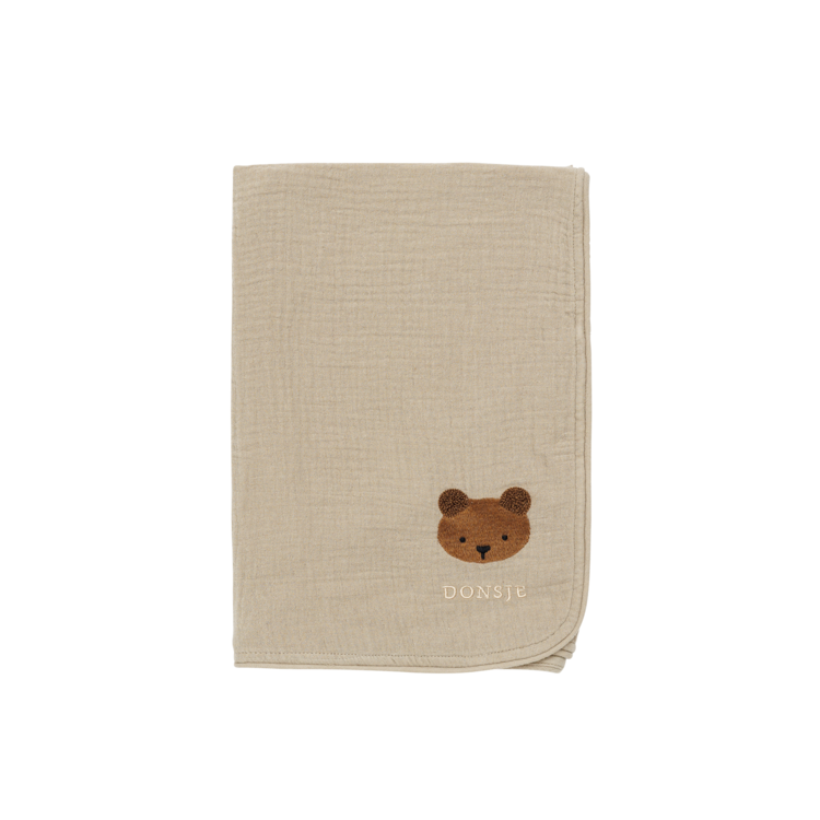 Donsje Amsterdam Ploekie Muslin Blanket Bear - Taupe