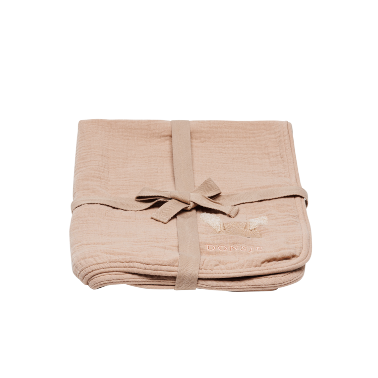 Donsje Amsterdam Ploekie Muslin Blanket S Fluffy Bunny - Rose Mocha