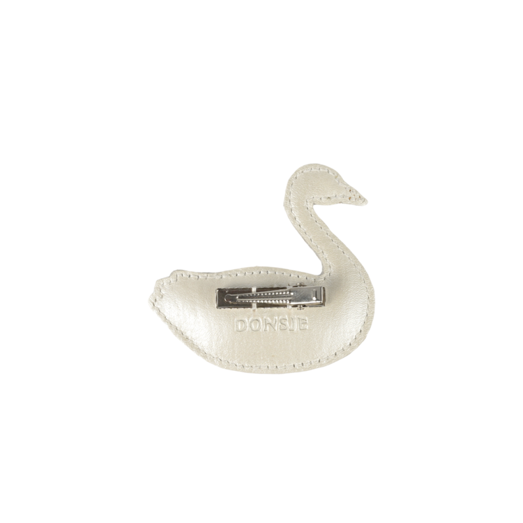Donsje Amsterdam Chiem Clip Swan - Off White Metallic Leather