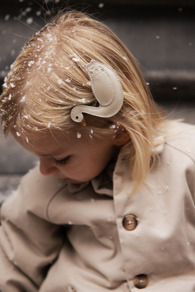 Donsje Amsterdam Chiem Clip Swan - Off White Metallic Leather