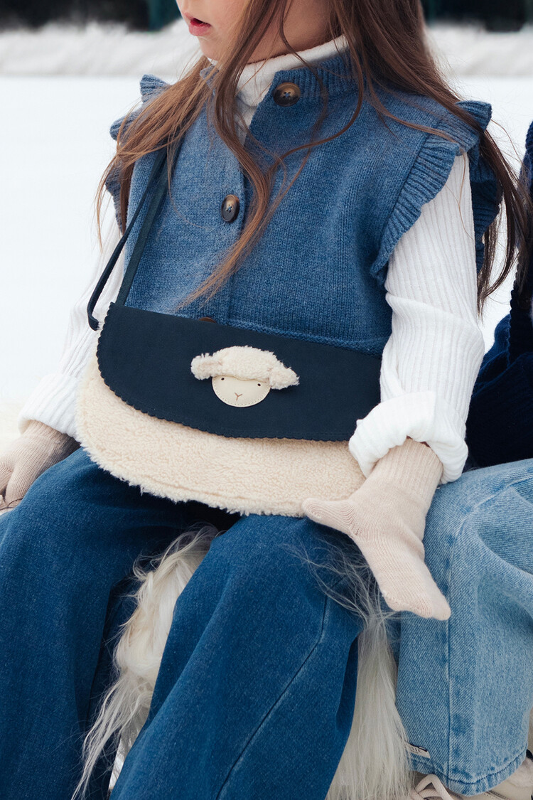Donsje Amsterdam Ismay Handtasje Lammy - Navy Nubuck