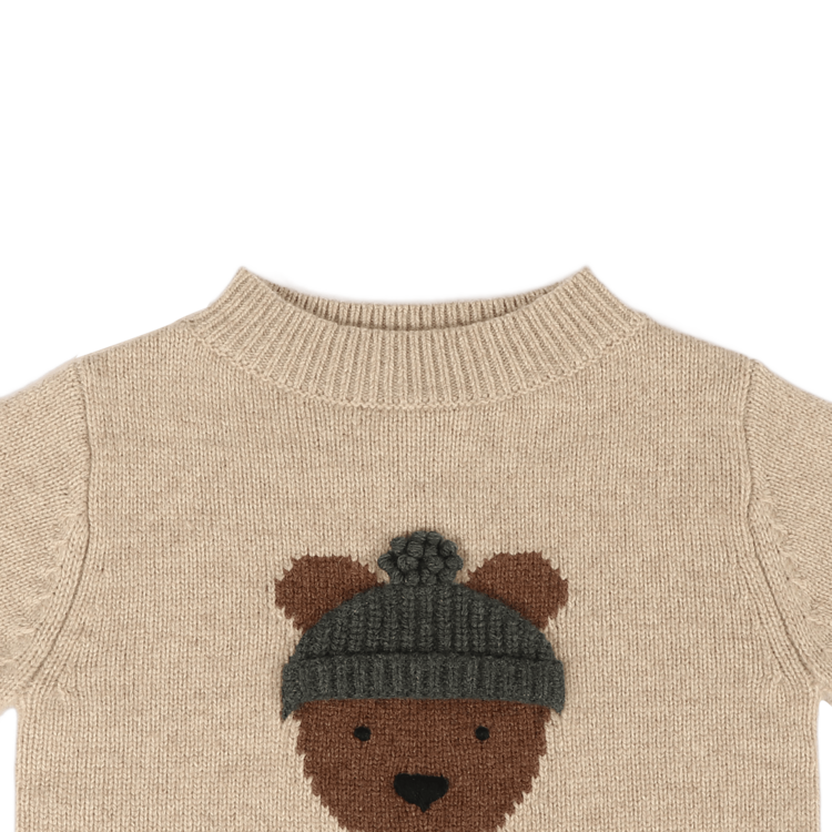 Donsje Amsterdam Denn Merino Wool Sweater Bear - Biscotti Melange