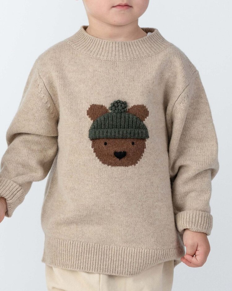 Donsje Amsterdam Denn Merino Wool Sweater Bear - Biscotti Melange