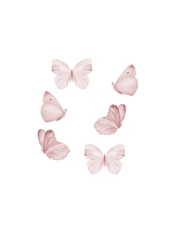 Muurstickers Vlinders 6pcs - Rose