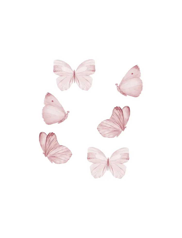 Muurstickers Vlinders 6pcs - Rose