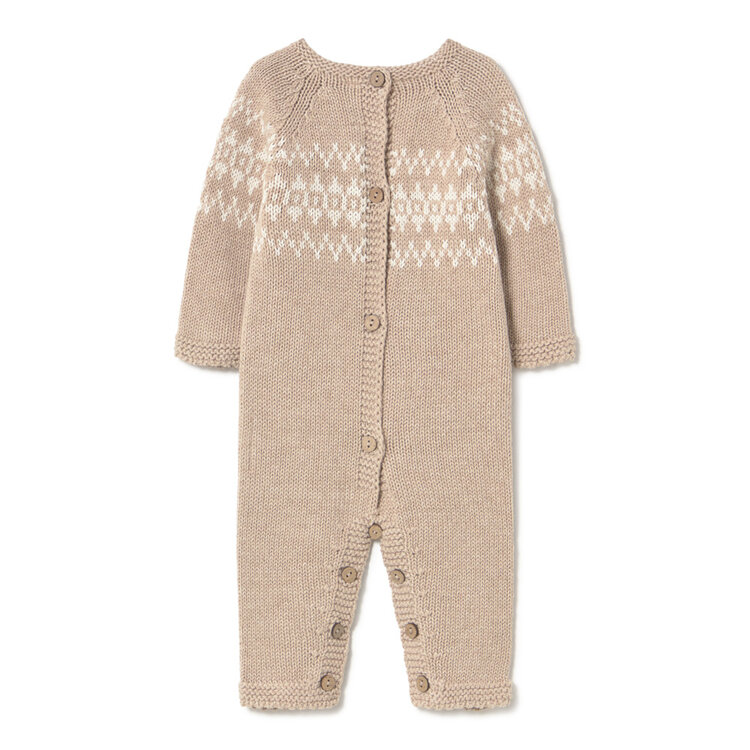 Li & Me Everett Jacquard Romper - Toasted Cream