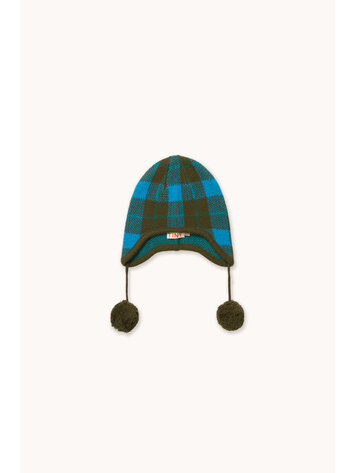 Tiny Cottons Earflap Beanie - Check Blue Kids
