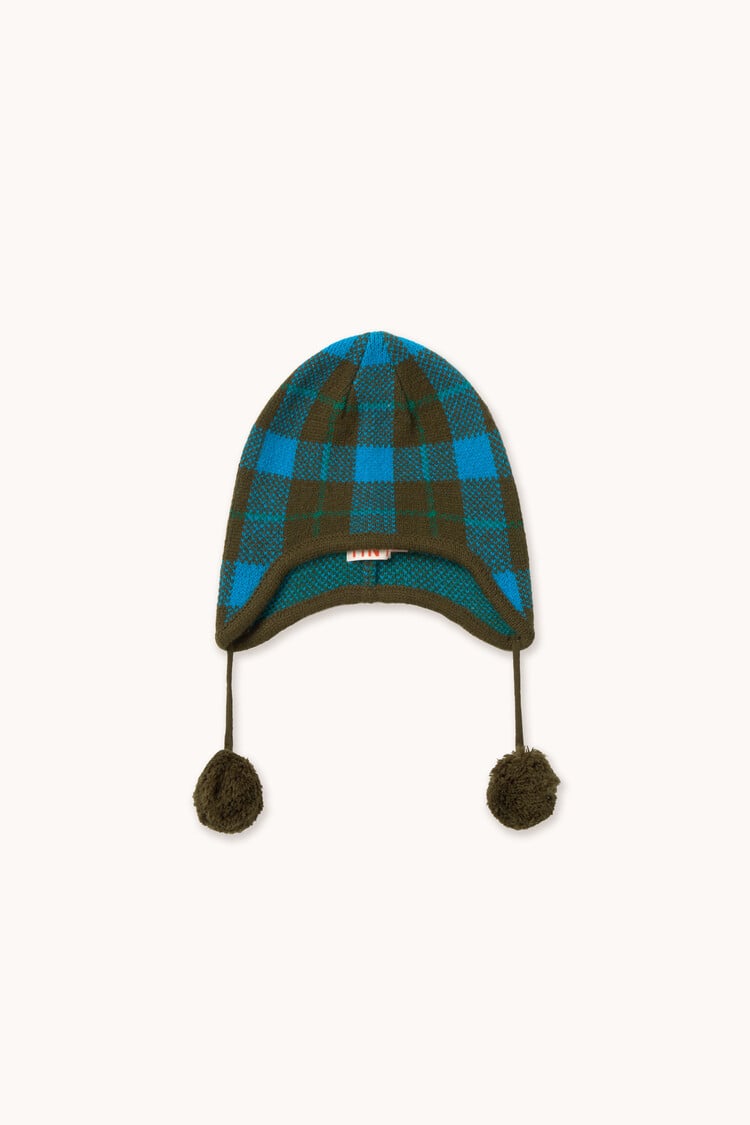 Tiny Cottons Earflap Beanie - Check Blue Baby