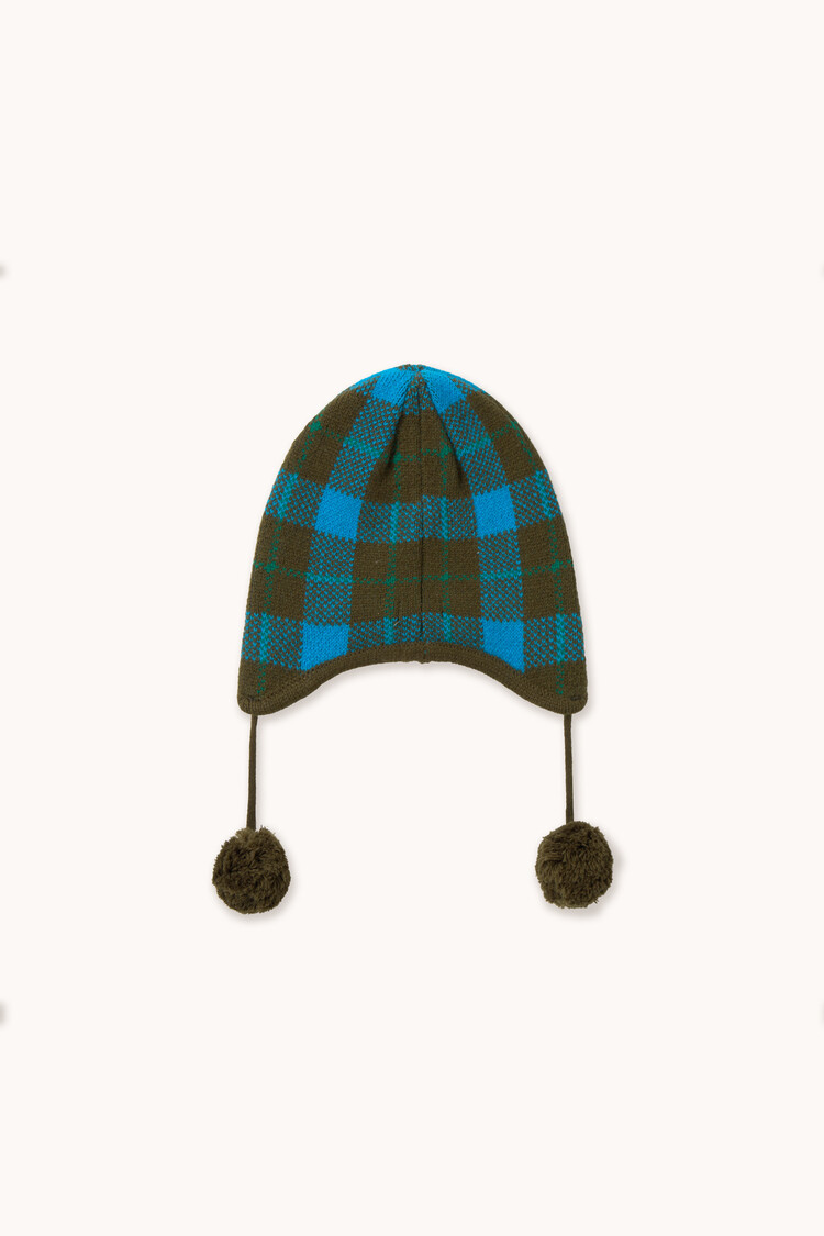 Tiny Cottons Earflap Beanie - Check Blue Baby