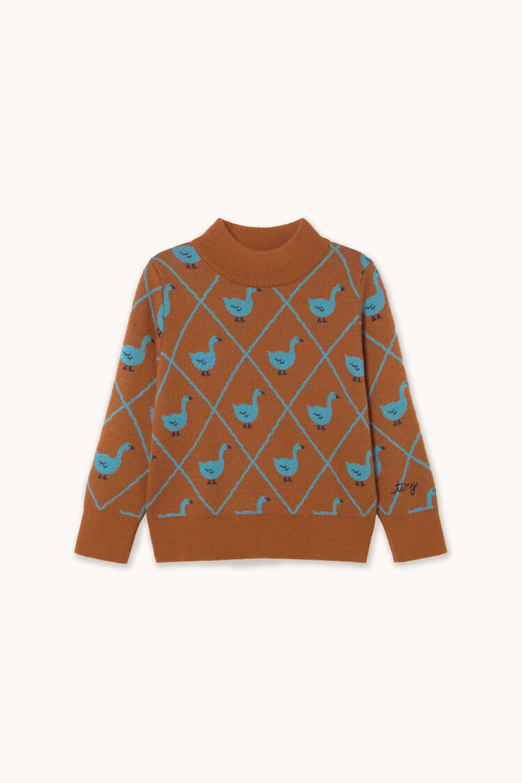 Tiny Cottons Swans Mockneck Sweater - Blue
