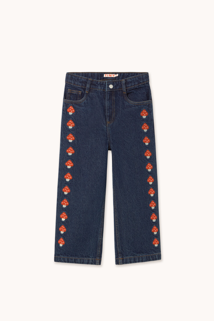 Tiny Cottons Mini Mushrooms Embroidered Denim Pant