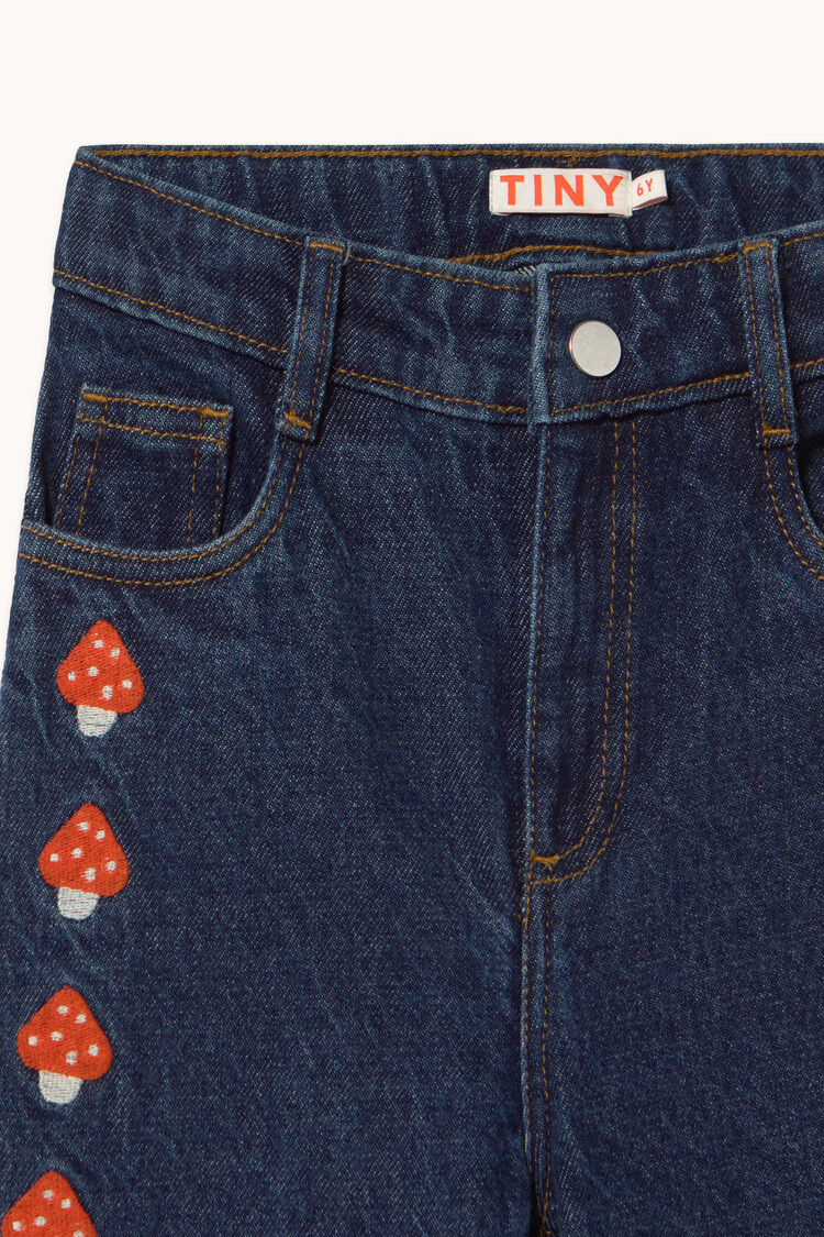 Tiny Cottons Mini Mushrooms Embroidered Denim Pant