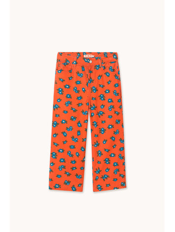 Tiny Cottons Straight Corduroy Pants - Blue Flowers