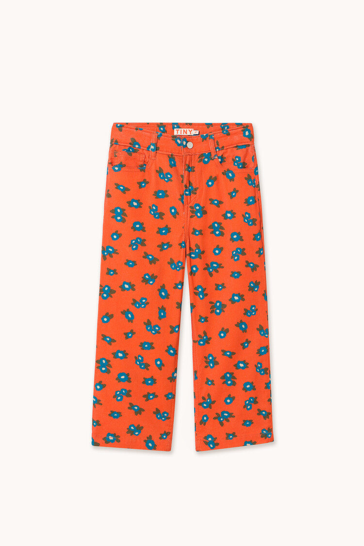 Tiny Cottons Straight Corduroy Pants - Blue Flowers