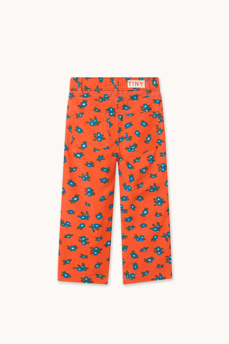 Tiny Cottons Straight Corduroy Pants - Blue Flowers
