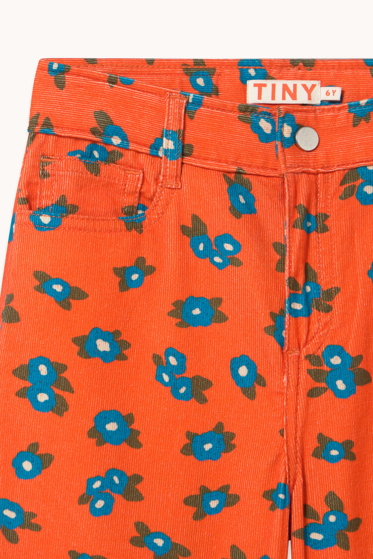 Tiny Cottons Straight Corduroy Pants - Blue Flowers