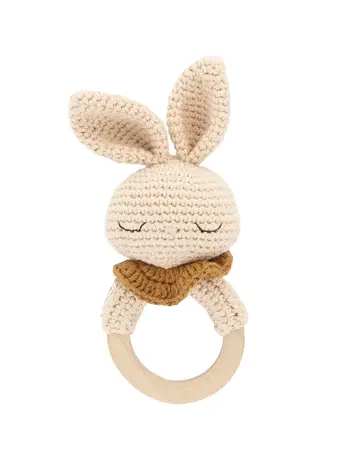 Patti Oslo Britney the Bunny Teething Ring - Ecru
