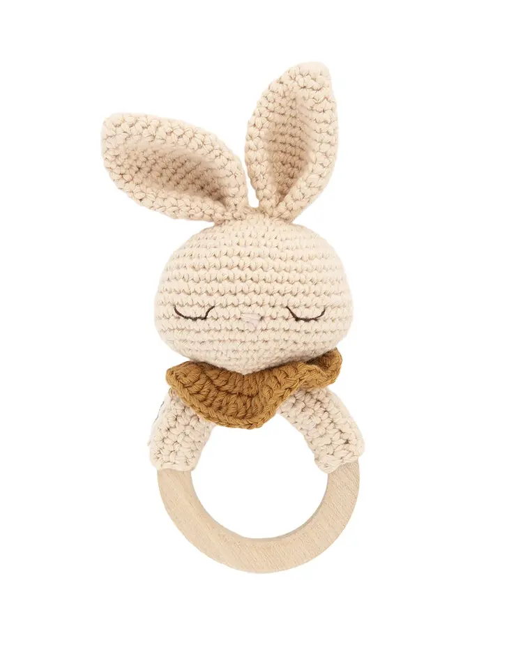 Patti Oslo Britney the Bunny Teething Ring - Ecru